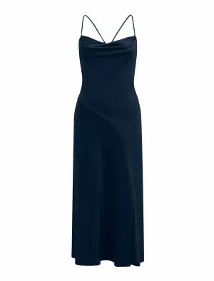 Opal Bias Cowl Satin Midi Dress