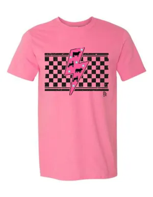 Pink Lightening Bolt Livestock Animal Graphic Tee