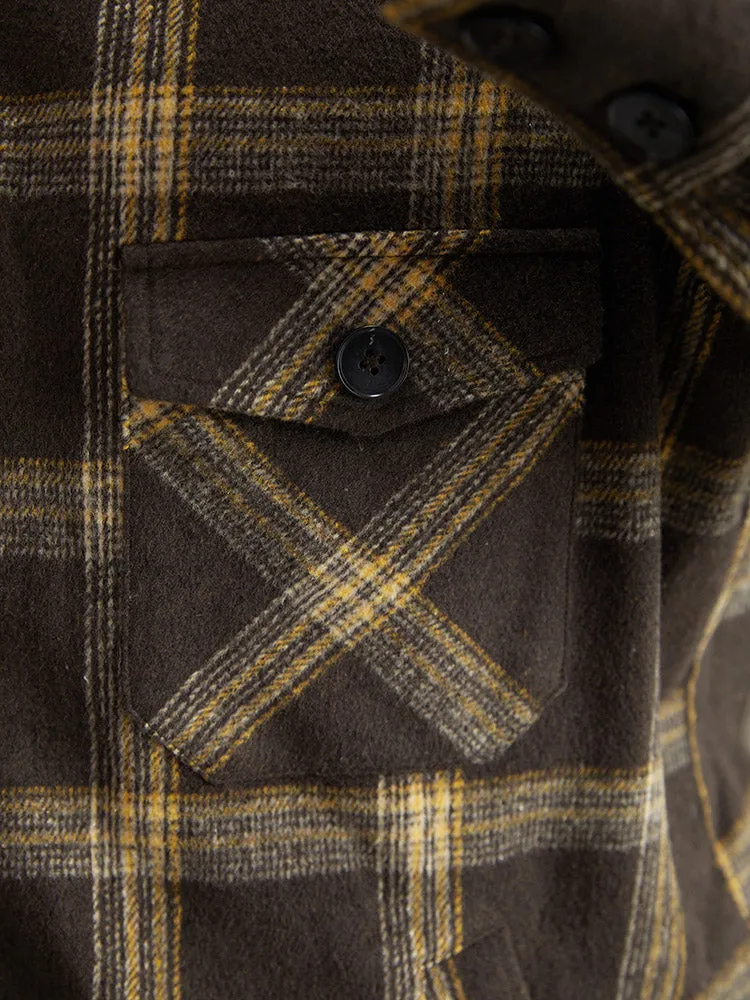 Plaid Patchwork Fuzzy Trim Zipper Fly Coat
