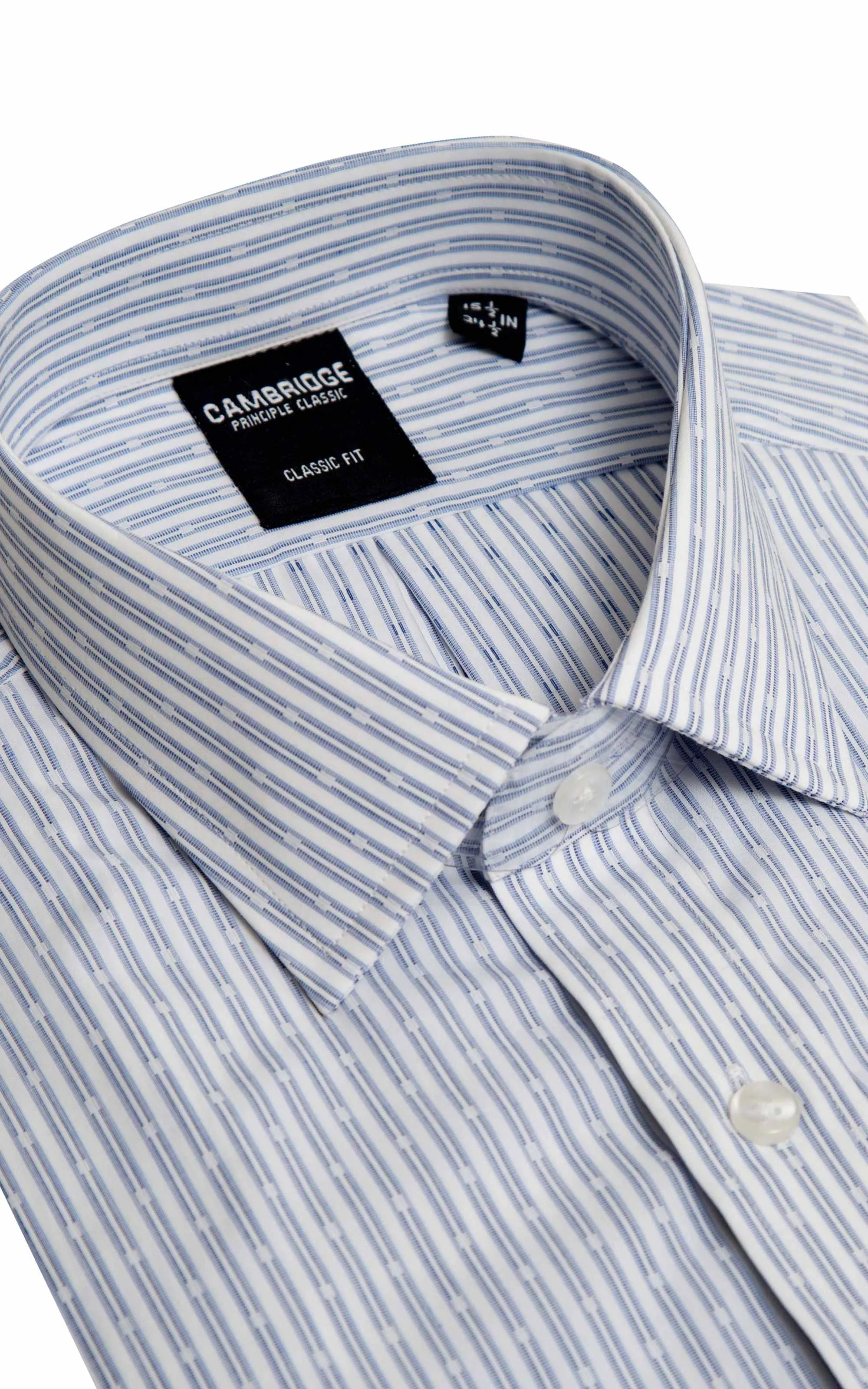 Pointed Collar Striped Dress Shirt