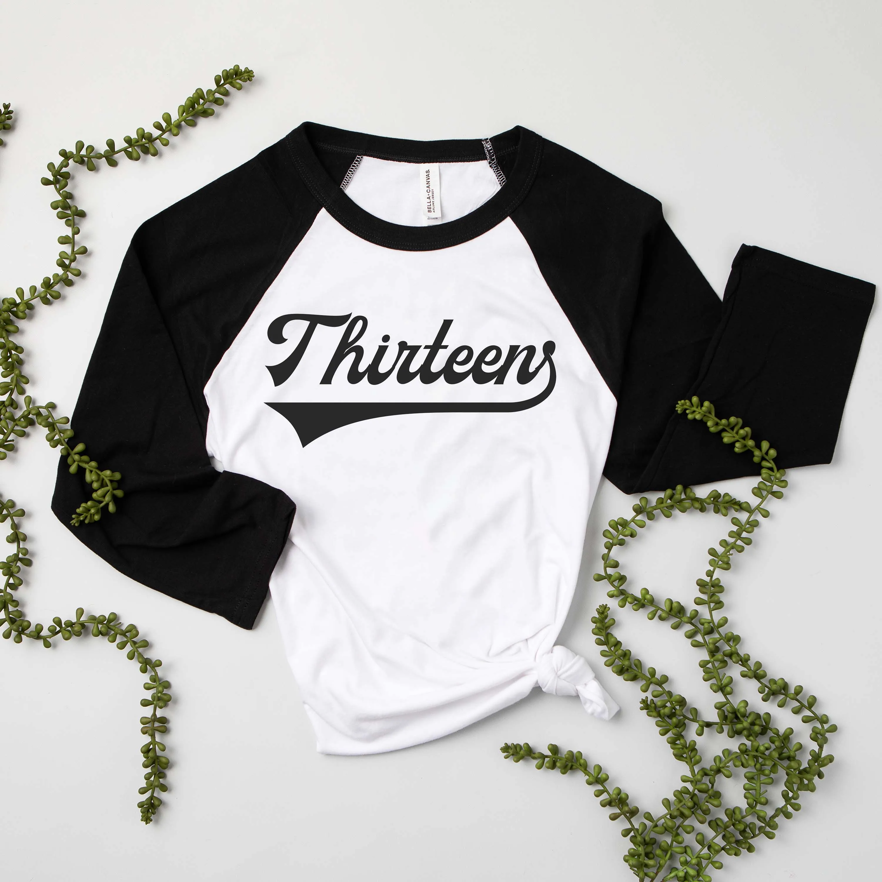 "Thirteen" Birthday Number Raglan