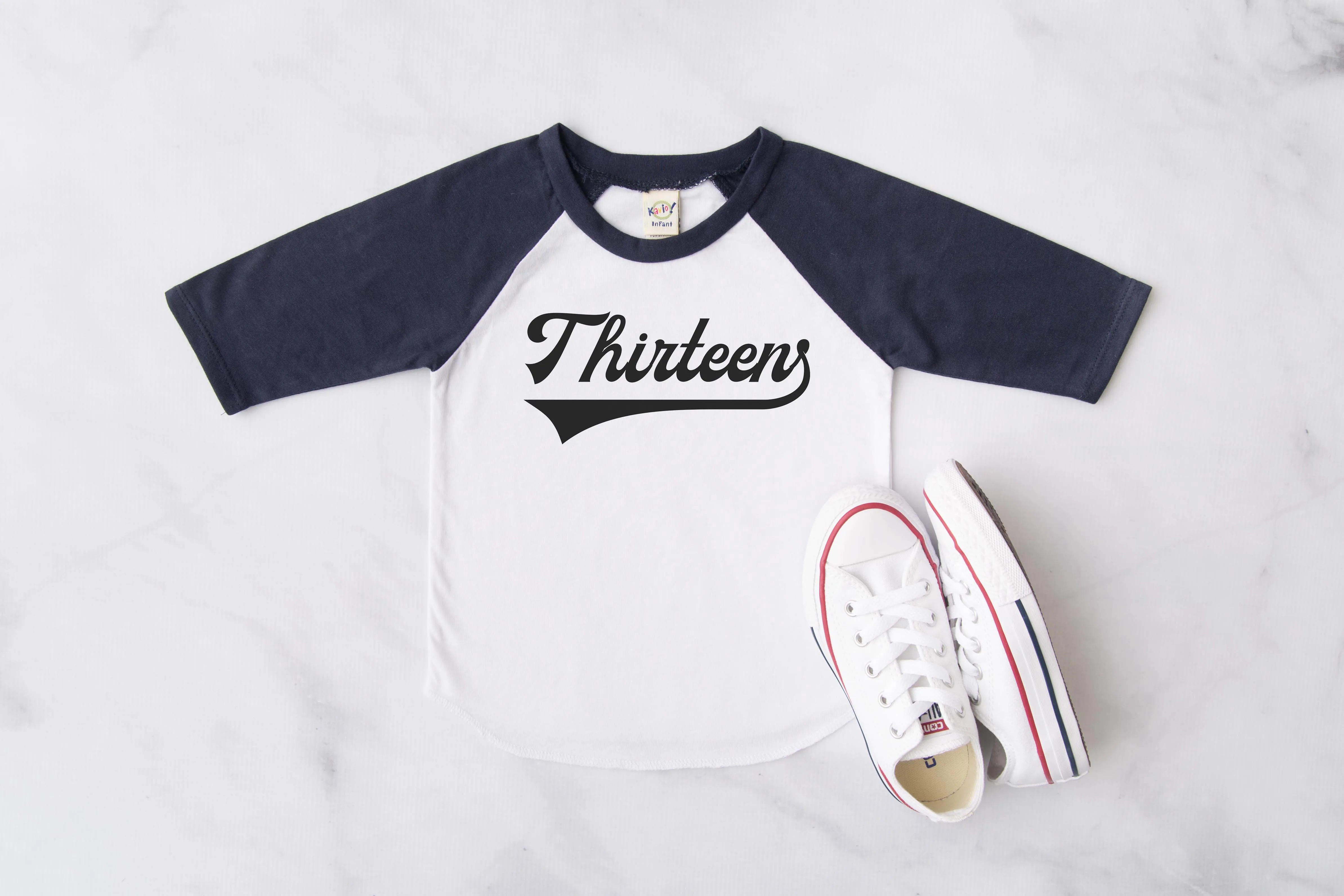 "Thirteen" Birthday Number Raglan