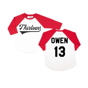 "Thirteen" Birthday Number Raglan