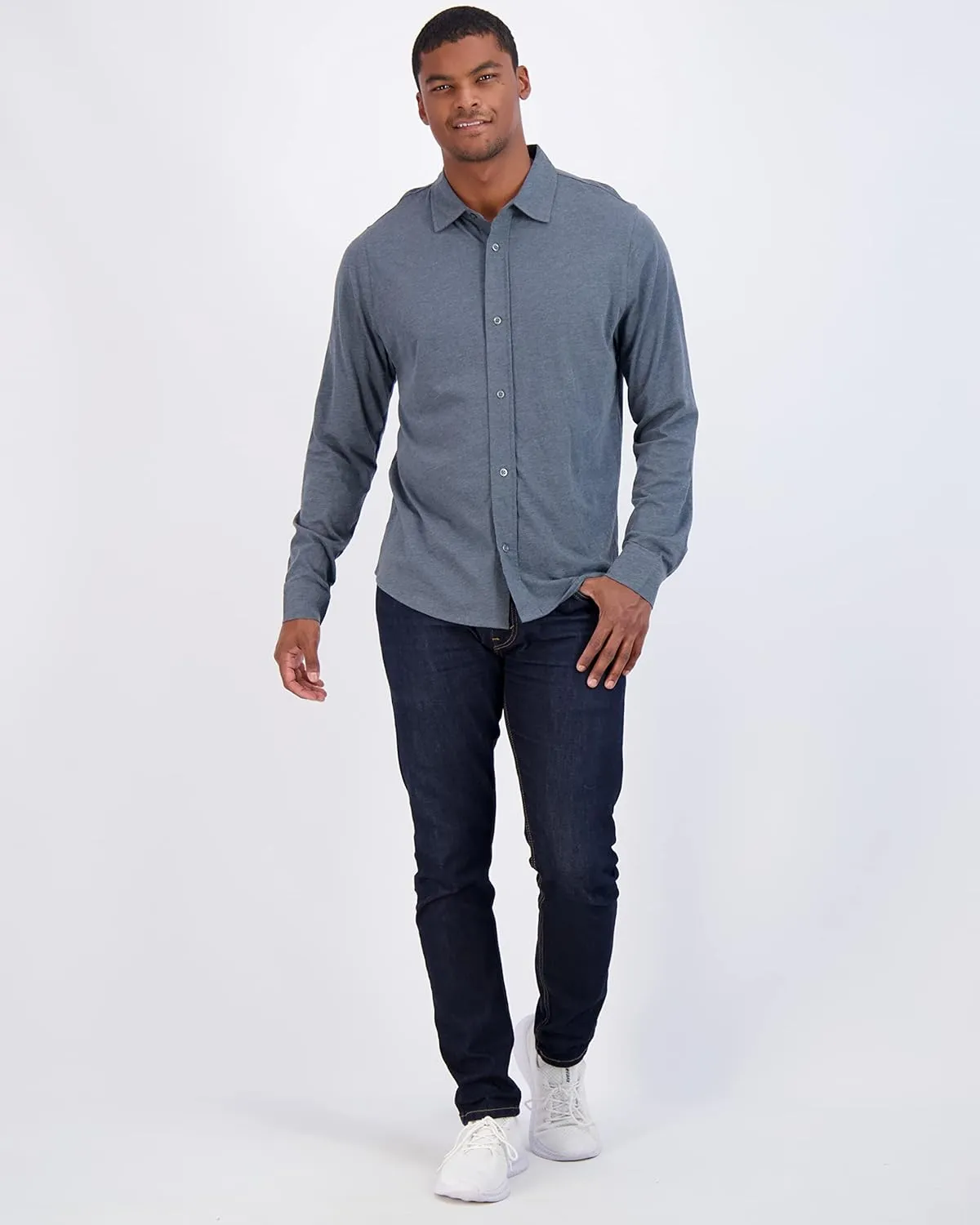 Real Essentials 3-Pack: Men's Classic Style Casual Long Sleeve Button Down Collared Shirt (Available in Big & Tall)