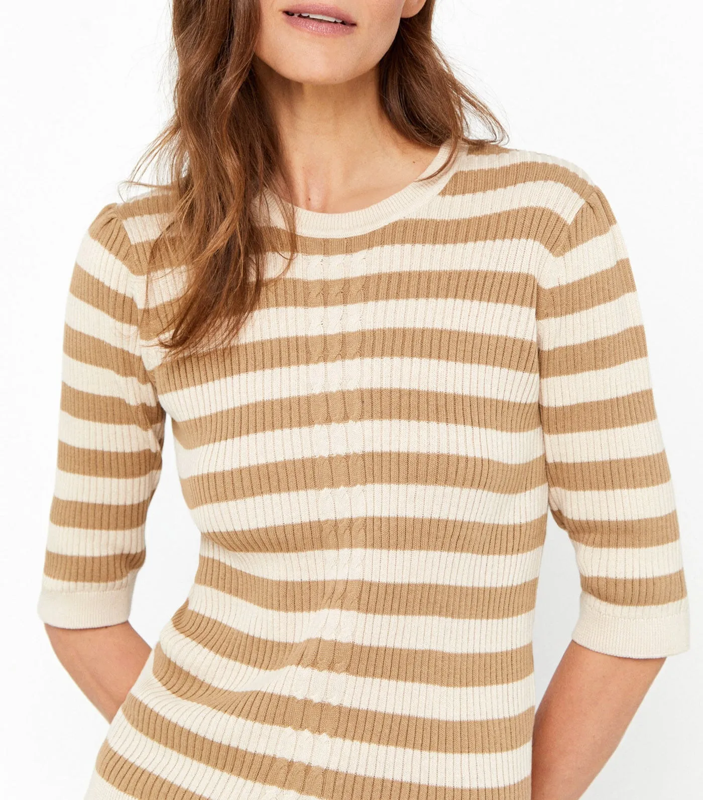 Ribbed Knit Jumper Beige