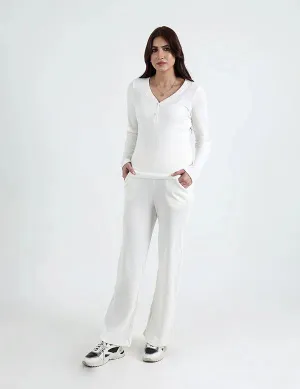 Ribbed Knit Loungewear Set - White