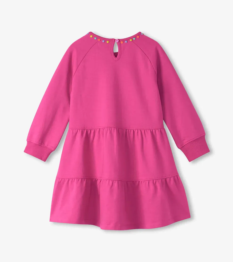 Rose Violet Flowers Easy Gathered Tiered Dress
