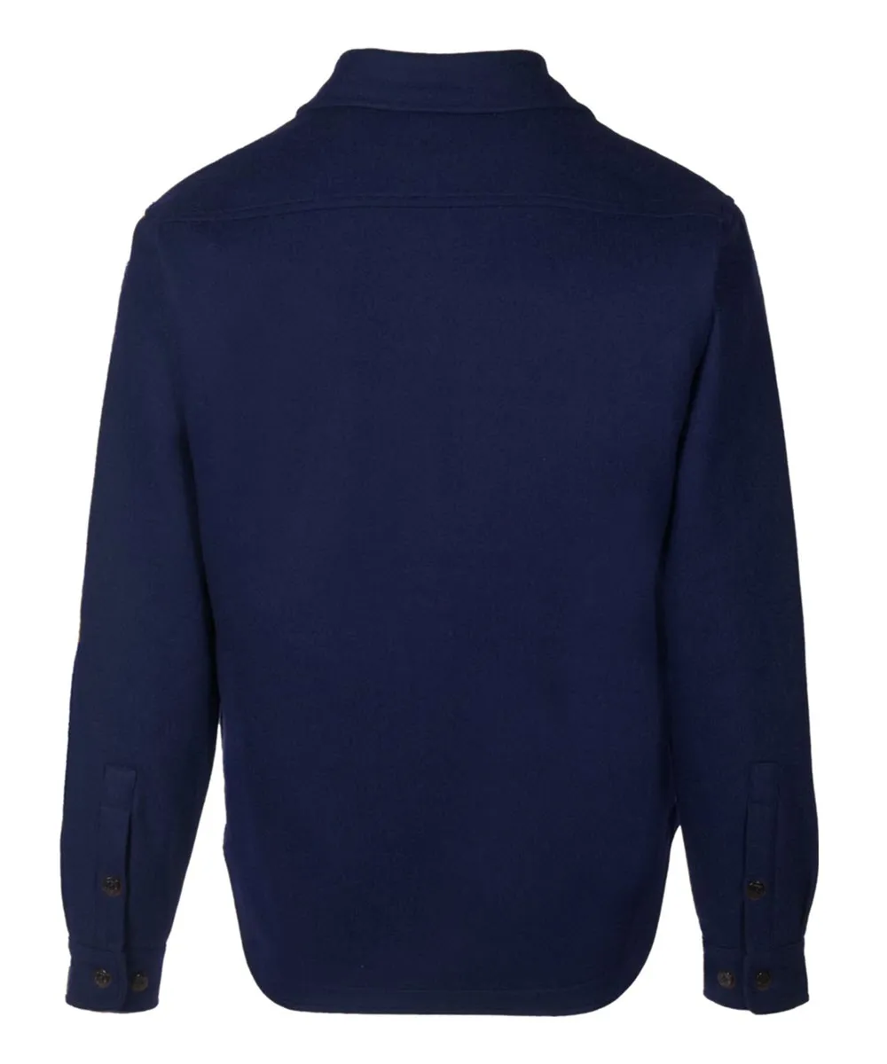 Schott NYC Men's Sherpa Lined Wool CPO Shirt - Blue