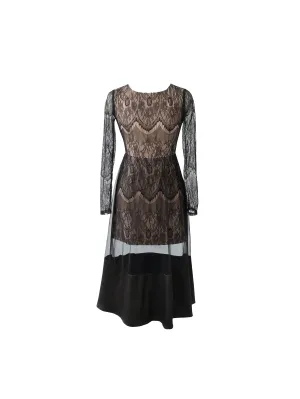 Sophie long sleeve full-lace dress in black