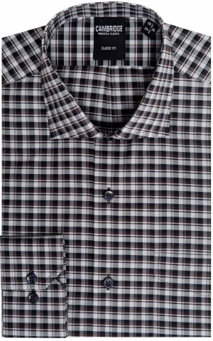 Spread Collar Check Dress Shirt