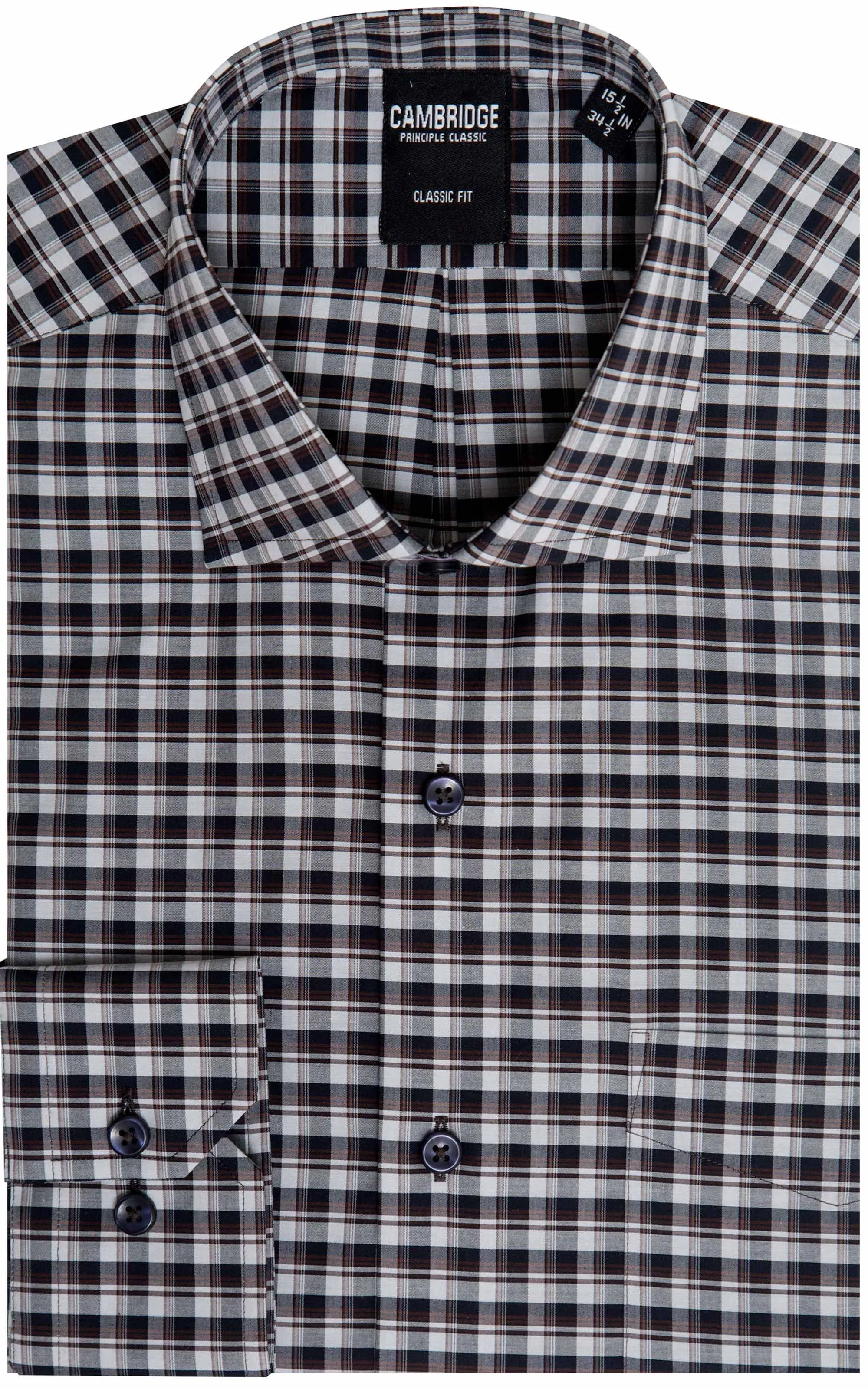 Spread Collar Check Dress Shirt