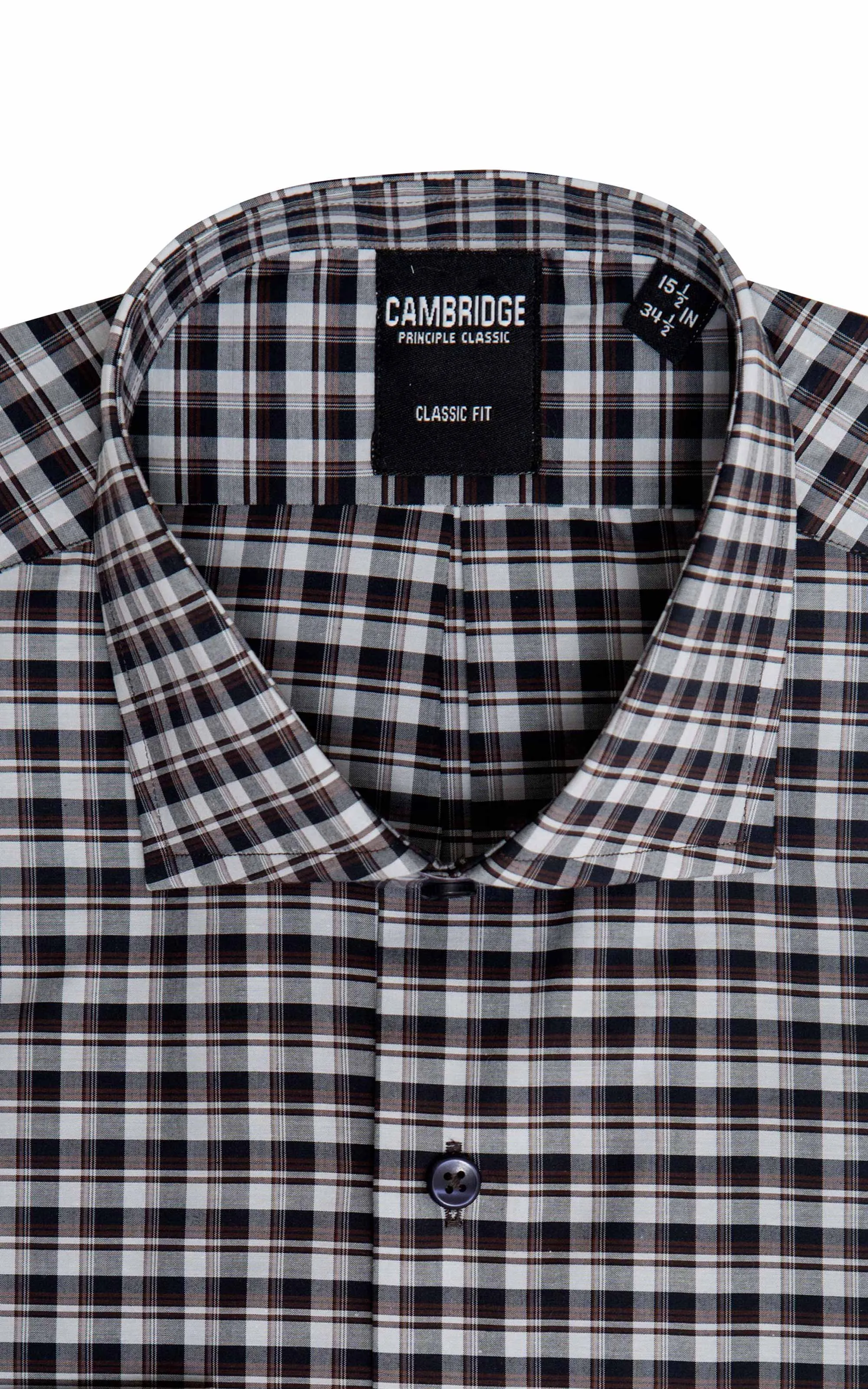 Spread Collar Check Dress Shirt