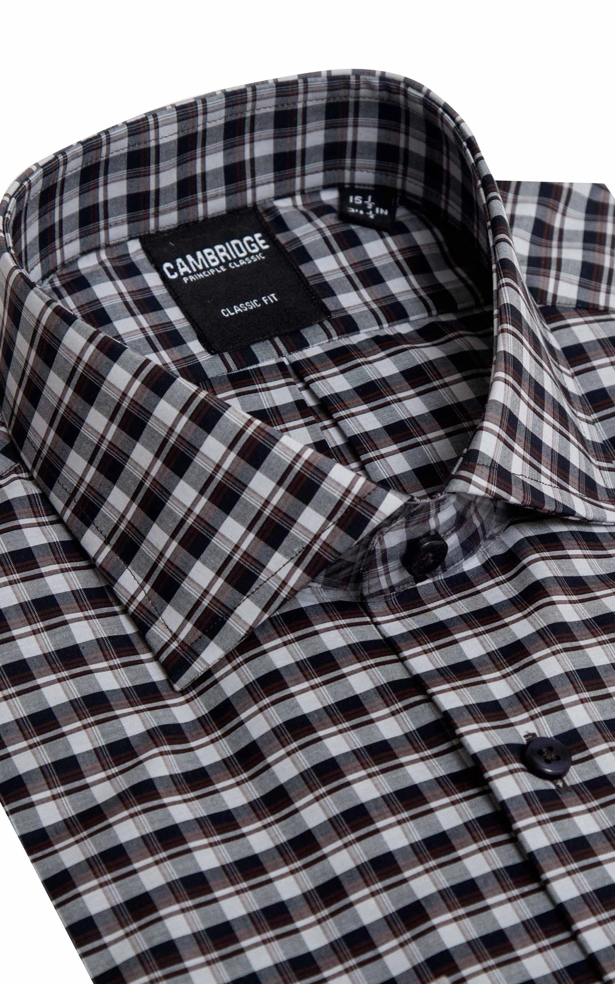 Spread Collar Check Dress Shirt