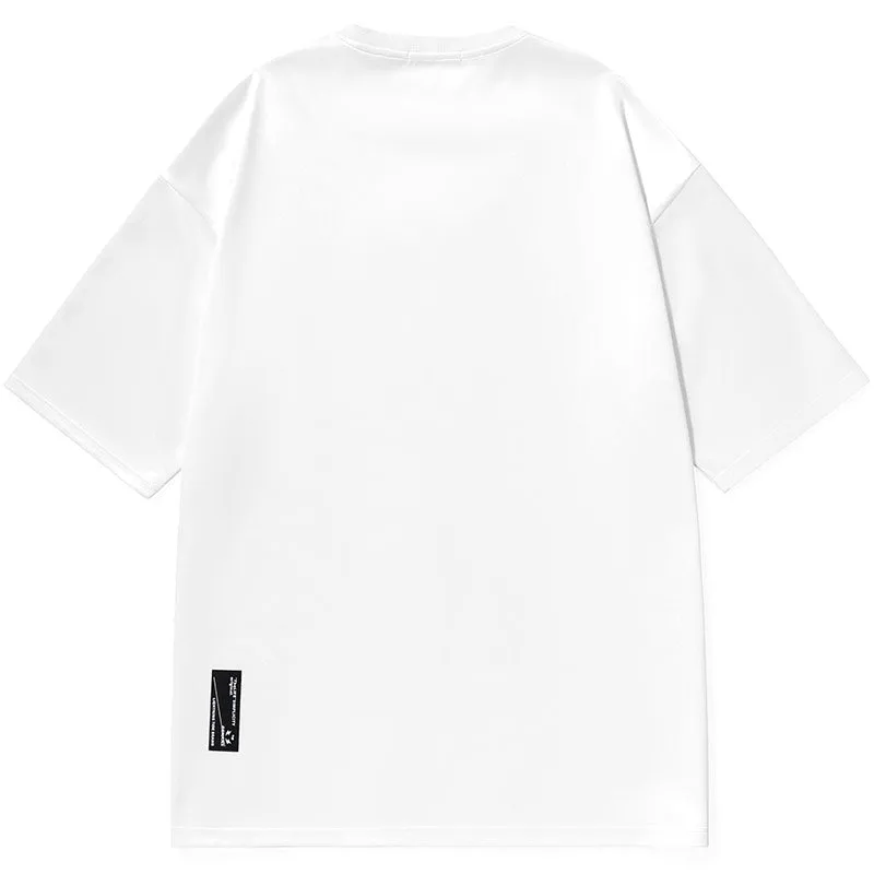 Street Style Cartoon Letter Print Space Cotton T-Shirt