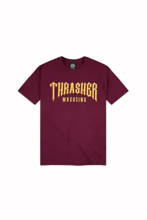 THRASHER LOW LOW LOGO TEE - BURGUNDY