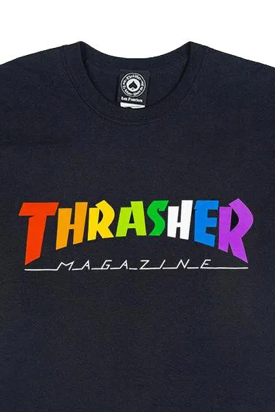 THRASHER RAINBOW TEE - BLACK