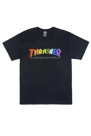 THRASHER RAINBOW TEE - BLACK