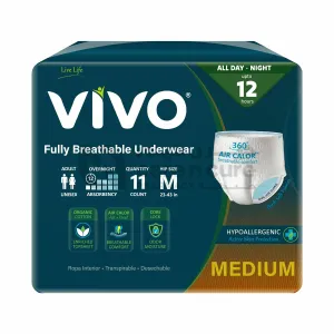 VIVO Adult Pants Medium 12 hour, 11 Pieces (Breathable & Hypoallergenic)