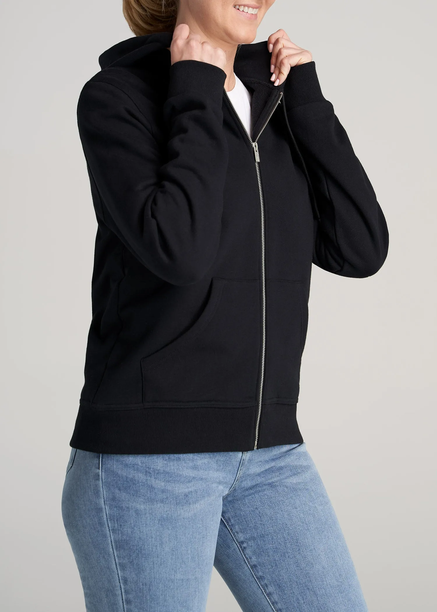 Wearever Fleece Full-Zip Women's Tall Hoodie in Black