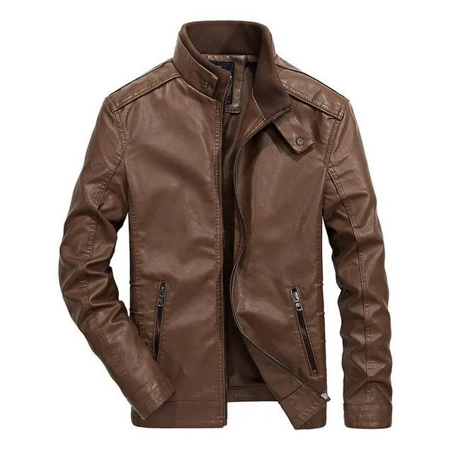 West Louis Classical Motorcycle Men Leather Jacket