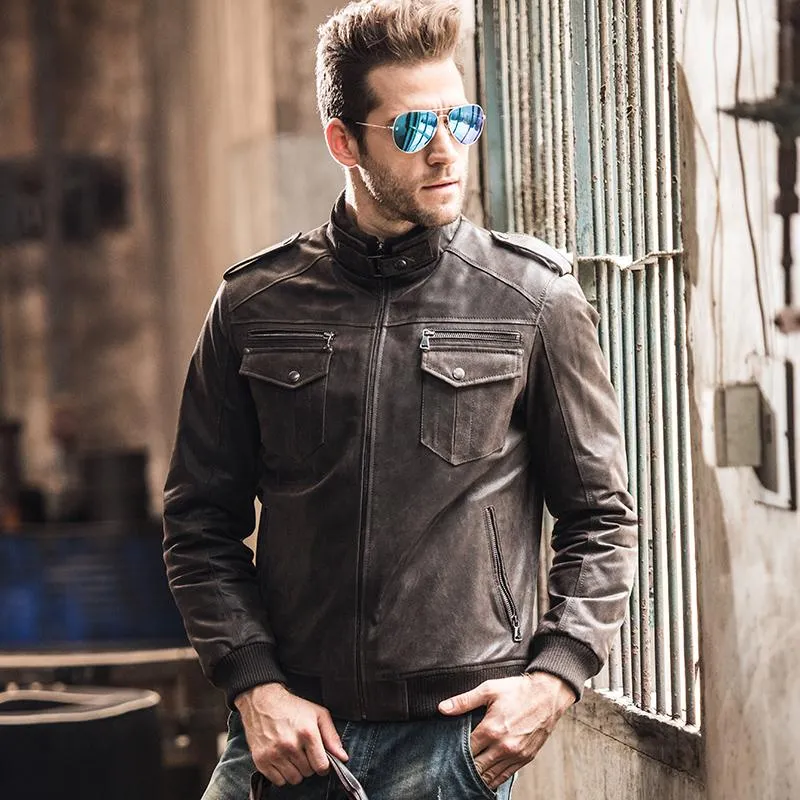 West Louis Pigskin Motorcycle Genuine Leather Jacket