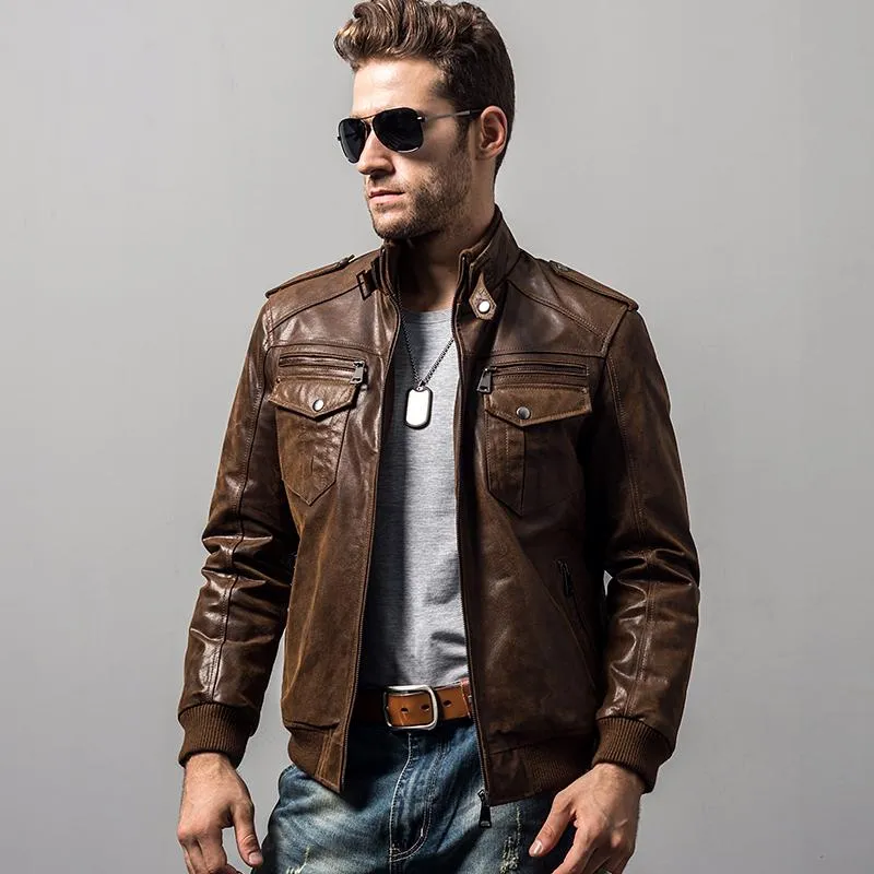 West Louis Pigskin Motorcycle Genuine Leather Jacket