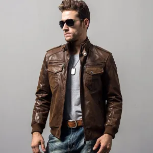 West Louis Pigskin Motorcycle Genuine Leather Jacket