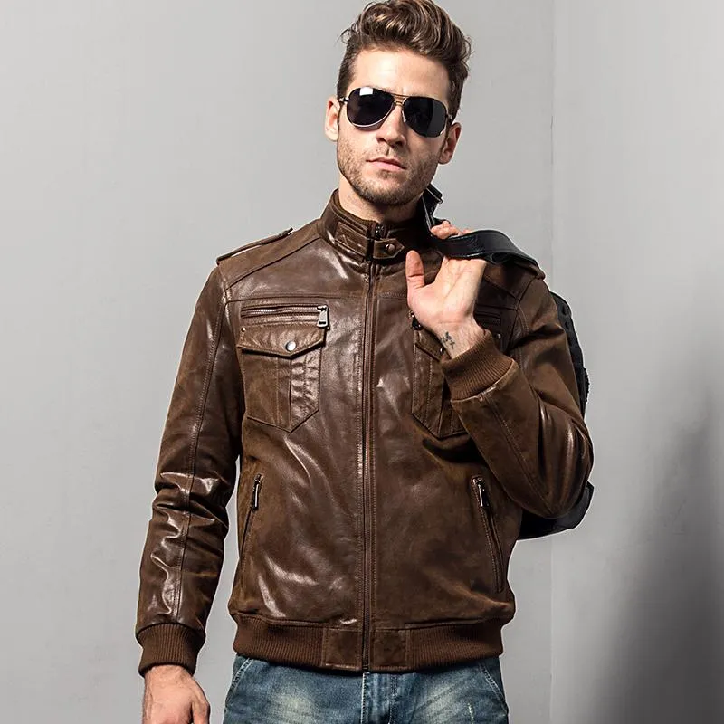 West Louis Pigskin Motorcycle Genuine Leather Jacket