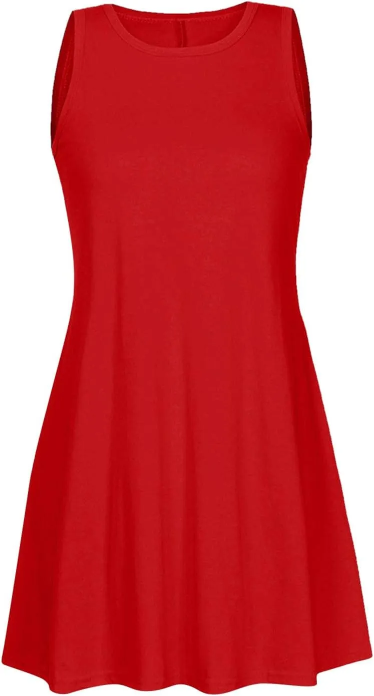 Womens Casual Dresses Crewneck Sleeveless Mini Dress Summer 2025 Loose A Line Flowy Beach Vacation Tank Sundress
