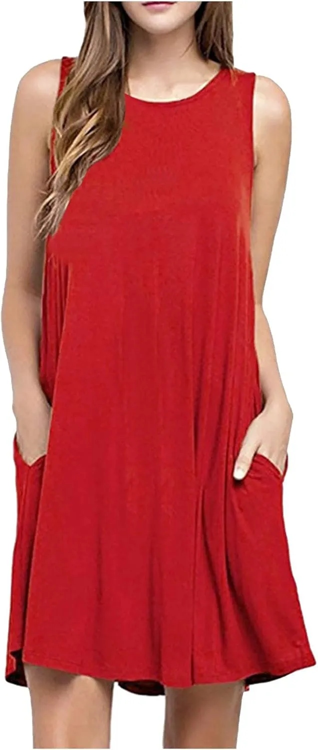 Womens Casual Dresses Crewneck Sleeveless Mini Dress Summer 2025 Loose A Line Flowy Beach Vacation Tank Sundress